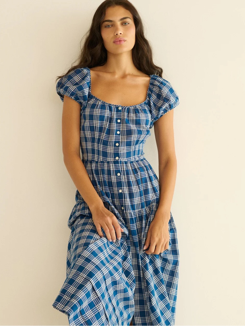 Doen XXS Valenne Dress in Dorset Plaid Blue and White